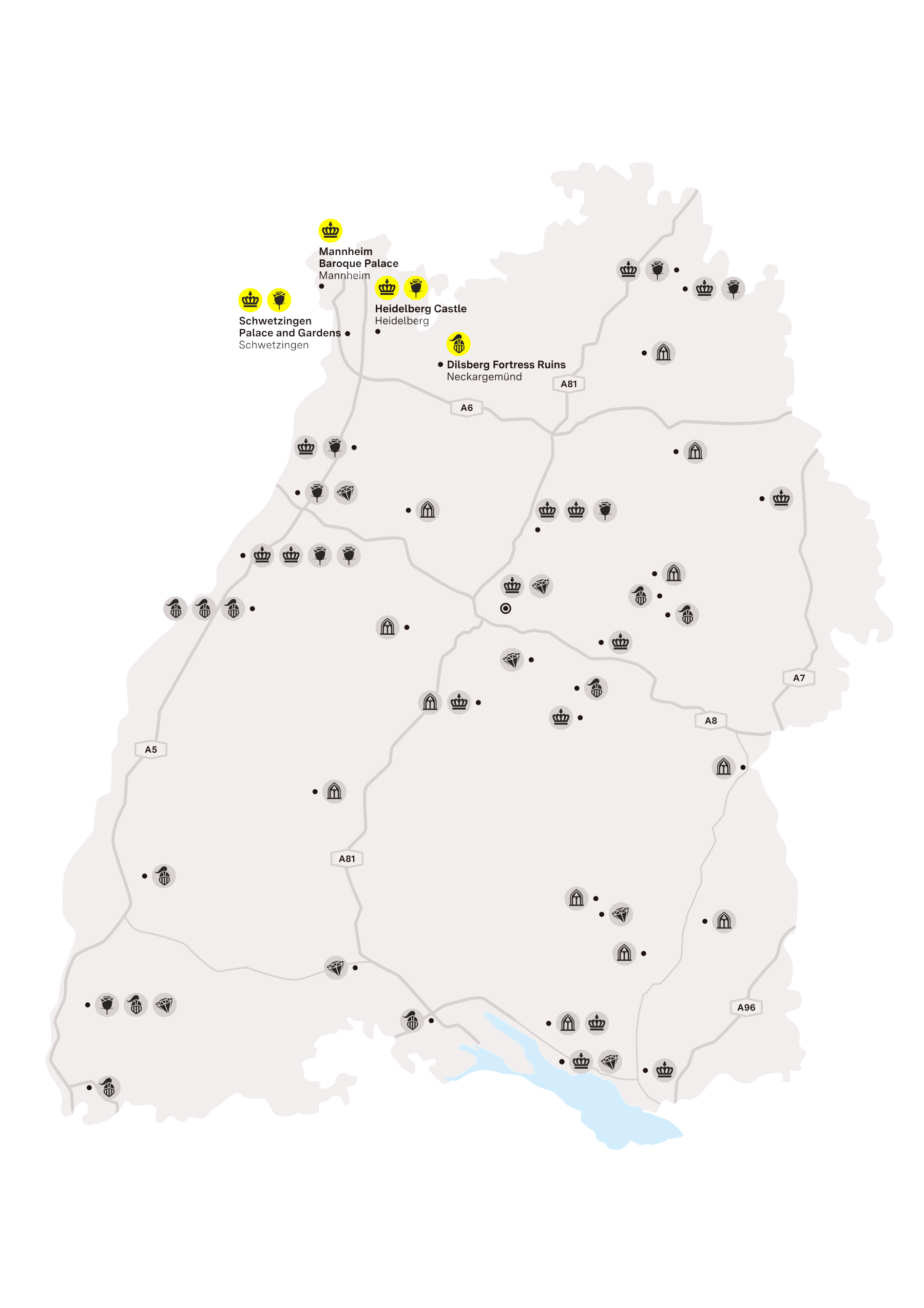 journey map, Illustration: Staatliche Schlösser und Gärten Baden-Württemberg, JUNG:Kommunikation GmbH