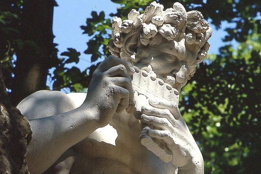 Schloss und Schlossgarten Schwetzingen, Detail, Skulptur des Pan