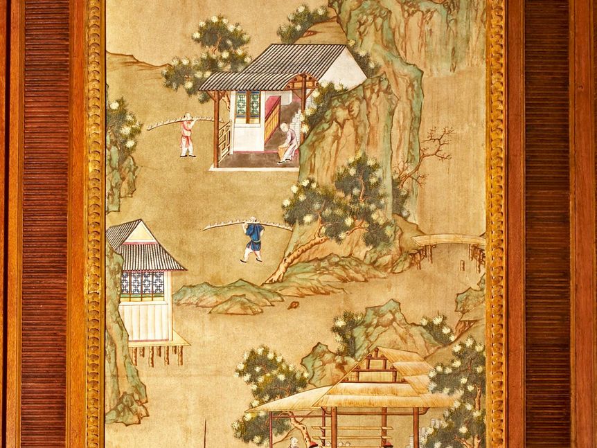 Schloss und Schlossgarten Schwetzingen, Wanddetail aus dem Teezimmer im Badhaus