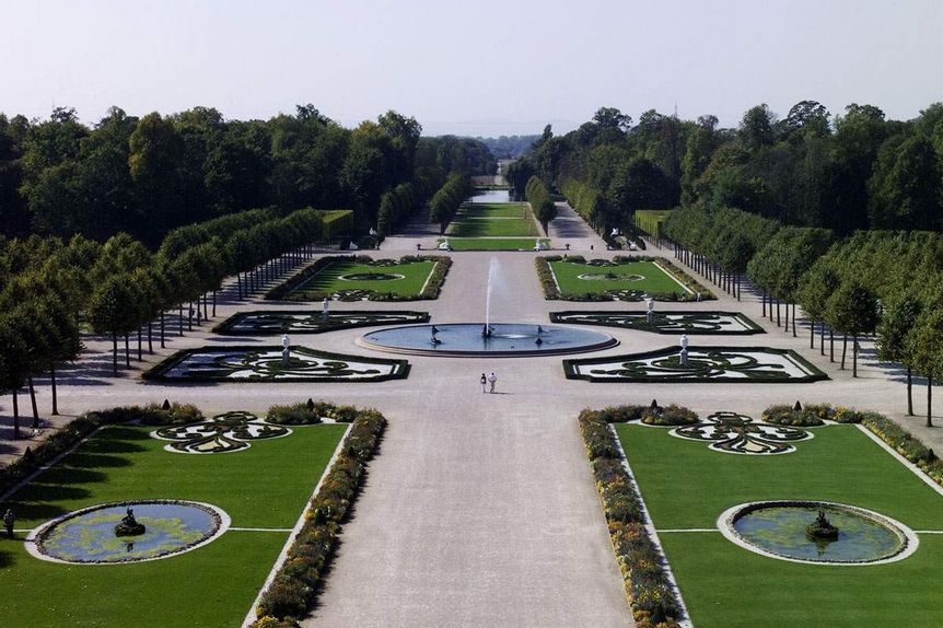 Schloss und Schlossgarten Schwetzingen, Luftaufnahme des Schlossgartens