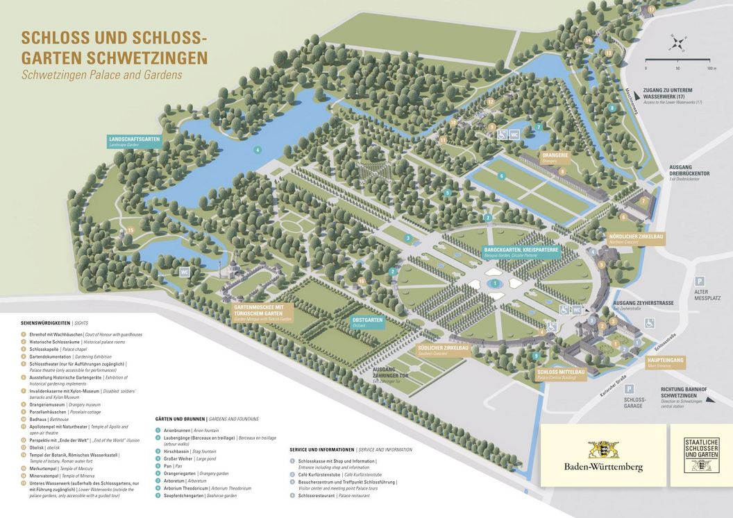 Schloss und Schlossgarten Schwetzingen, Plan von Schloss und Schlossgarten Schwetzingen
