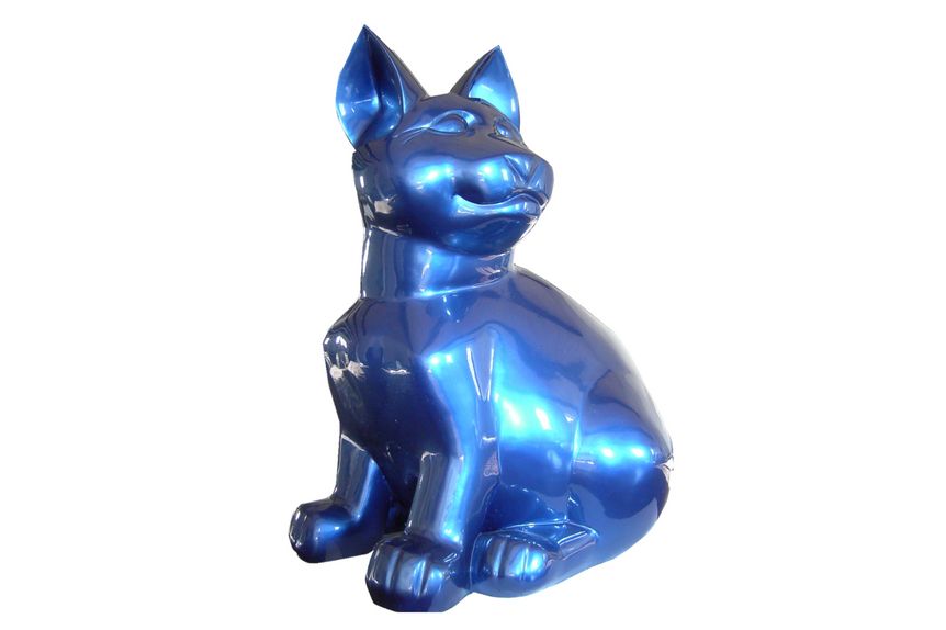 Schloss und Schlossgarten Schwetzingen, Ausstellung, Kunstwerk, Plastik, blaue Katze