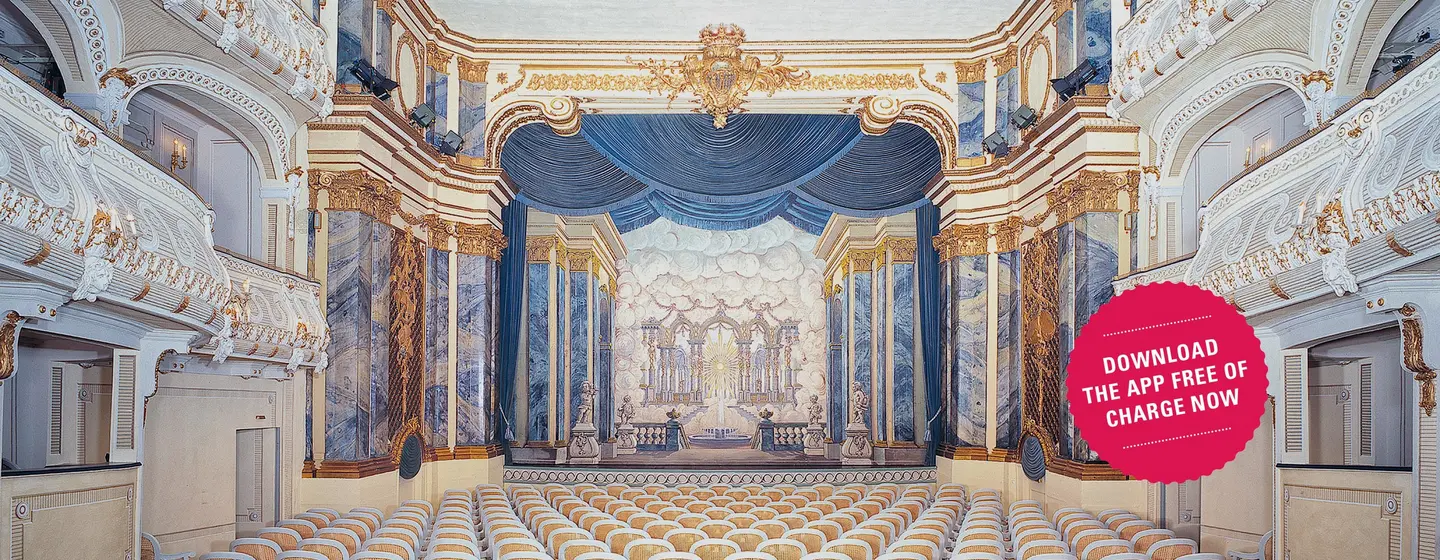 Schwetzingen Palace Gardens, advertising banner for the app "Monument BW" 