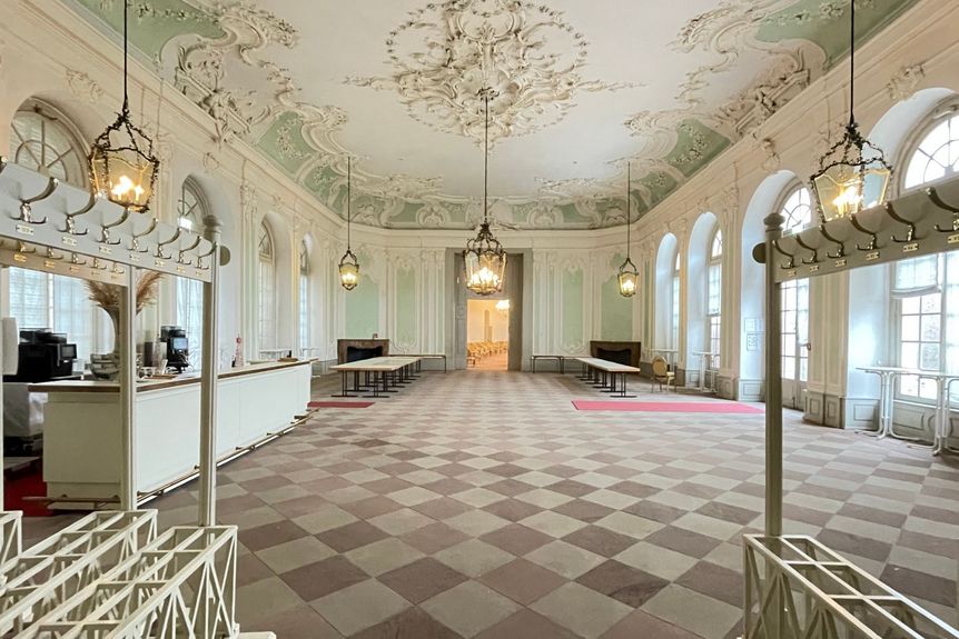 Schloss und Schlossgarten Schwetzingen, Innenraum Jagdsaal im südlichen Zirkelbau
