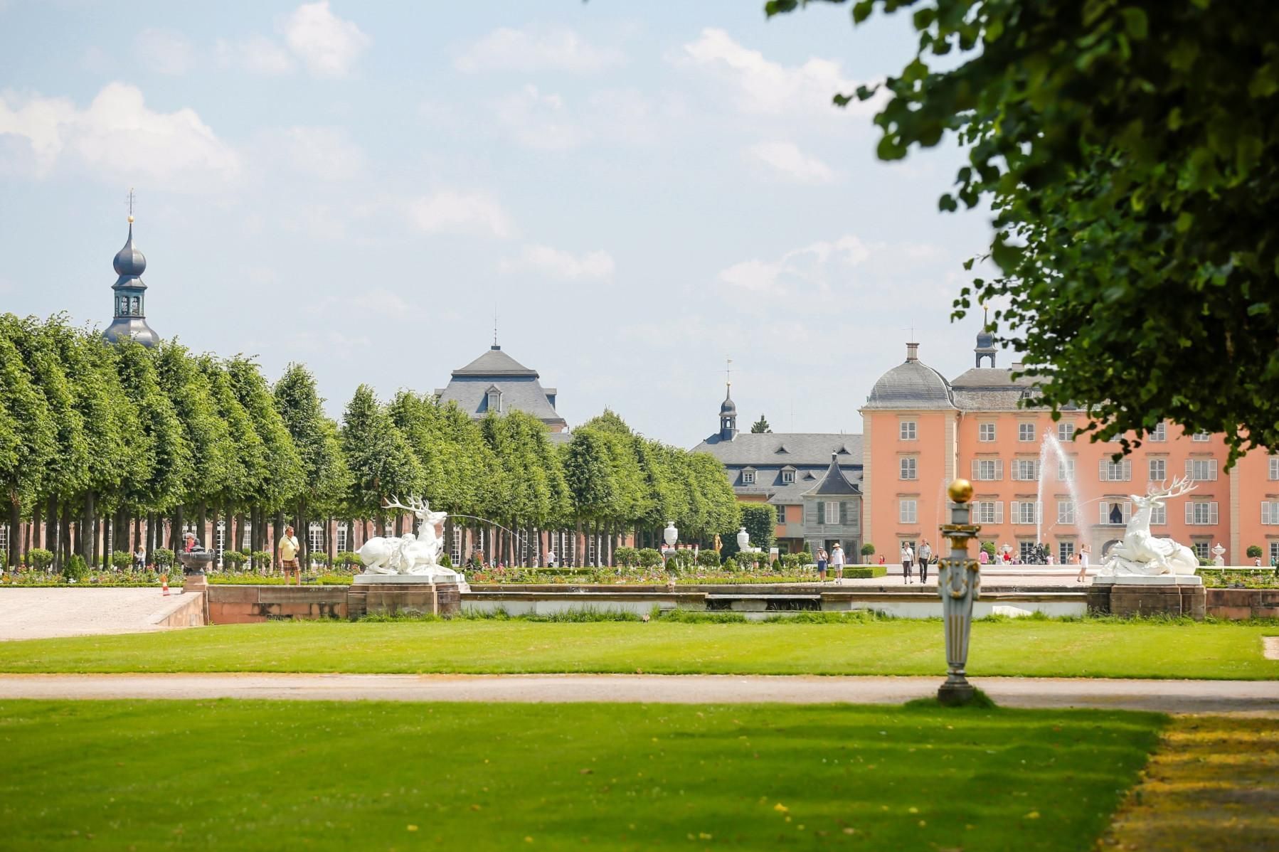 Schloss und Schlossgarten Schwetzingen, Gartenfassade Schloss, Kreisparterre