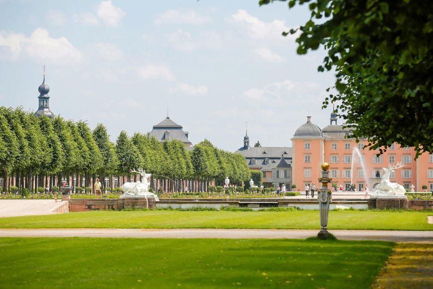Schloss und Schlossgarten Schwetzingen, Gartenfassade Schloss, Kreisparterre