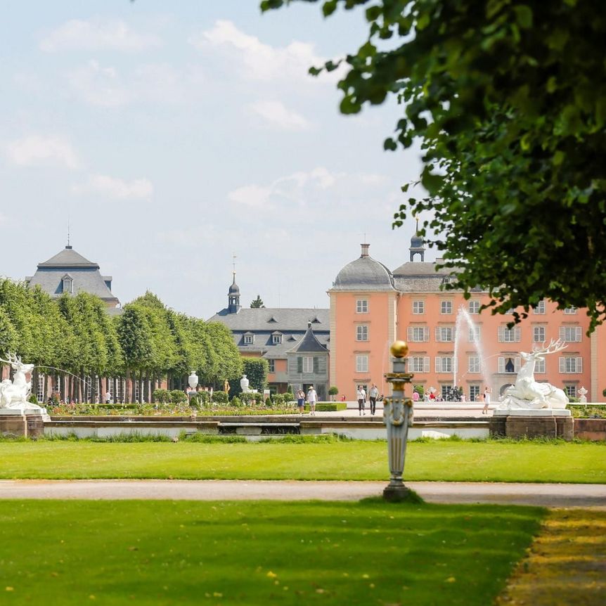 Schloss und Schlossgarten Schwetzingen, Gartenfassade Schloss, Kreisparterre