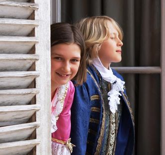 Schüler in Schloss Schwetzingen