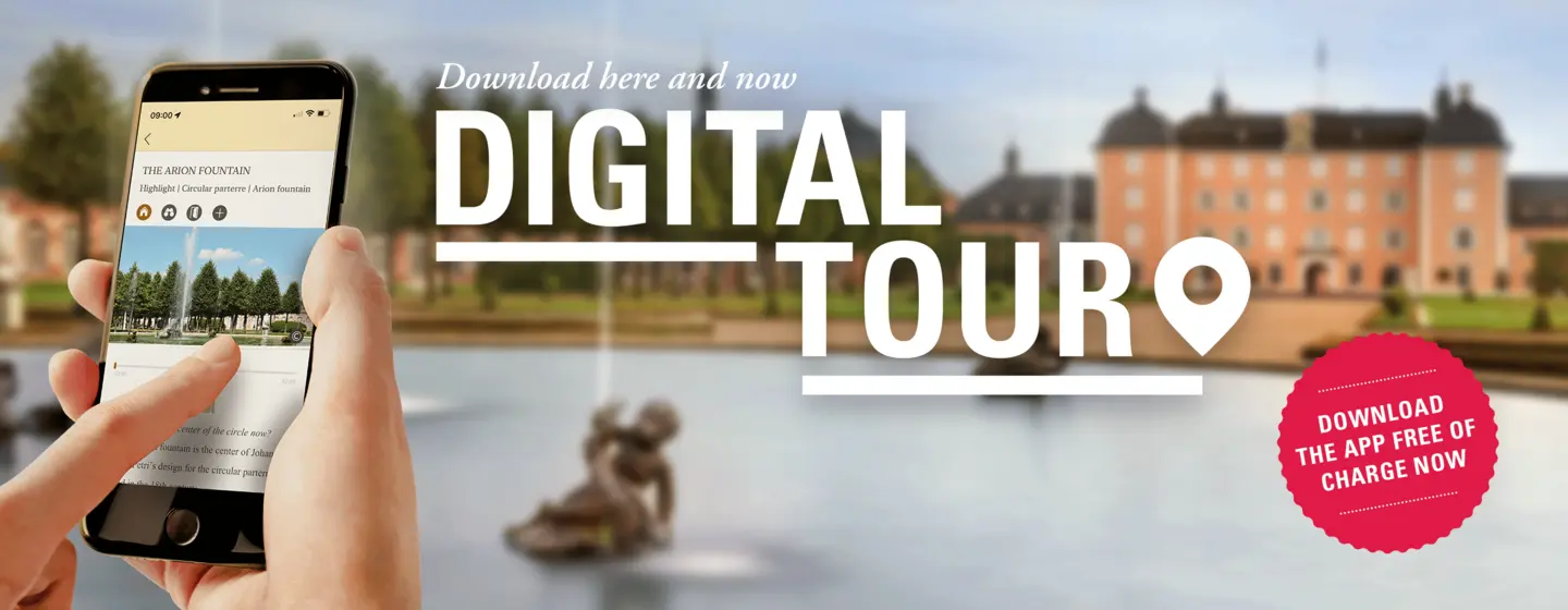 Schwetzingen Palace Gardens, advertising banner for the app "Monument BW" 