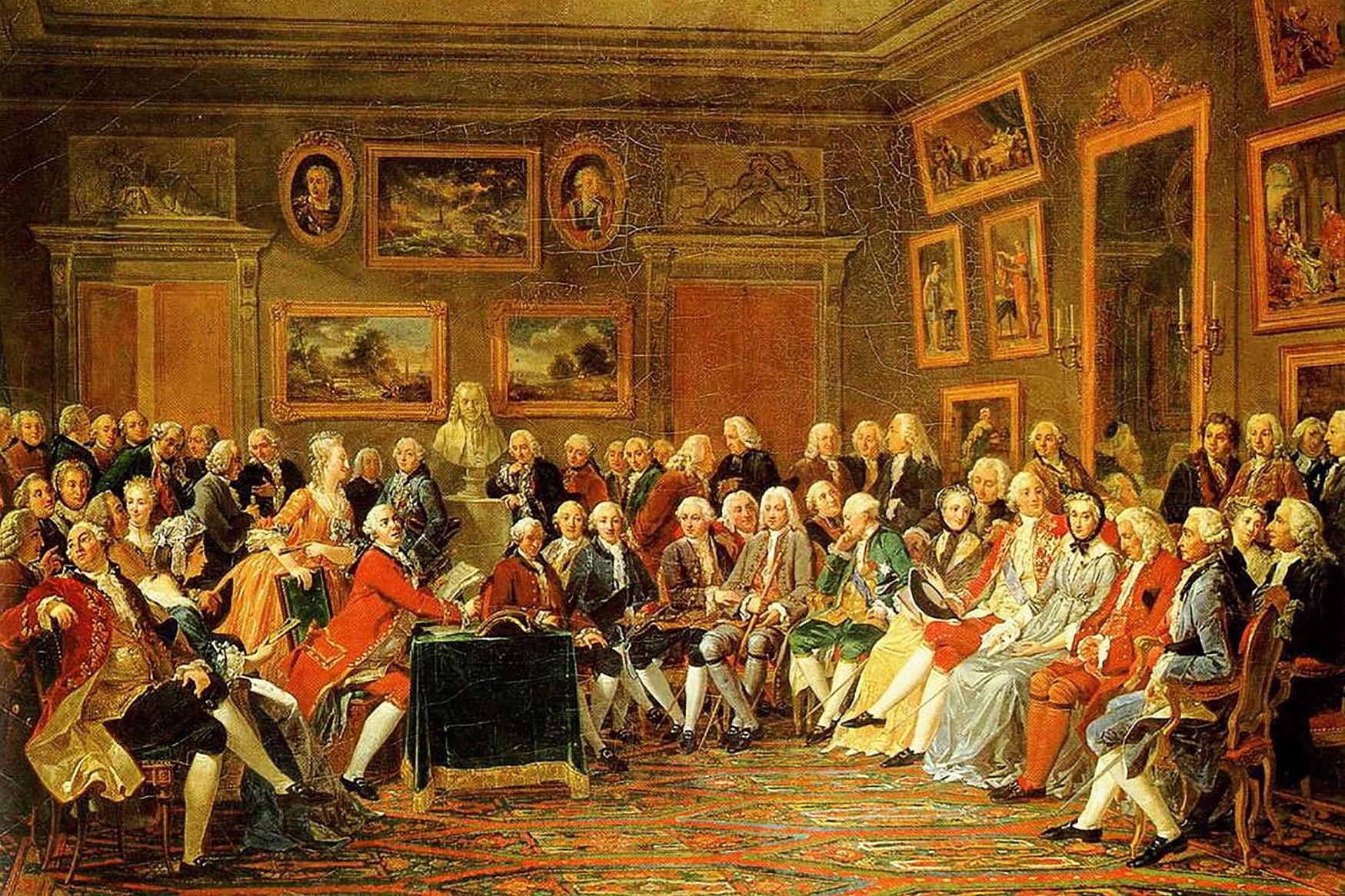 Der literarische Salon von Madame Geoffrin, Anicet Charles Gabriel Lemonnier  (1755)