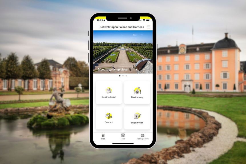 Schlossgarten Schwetzingen, Monument BW App start page