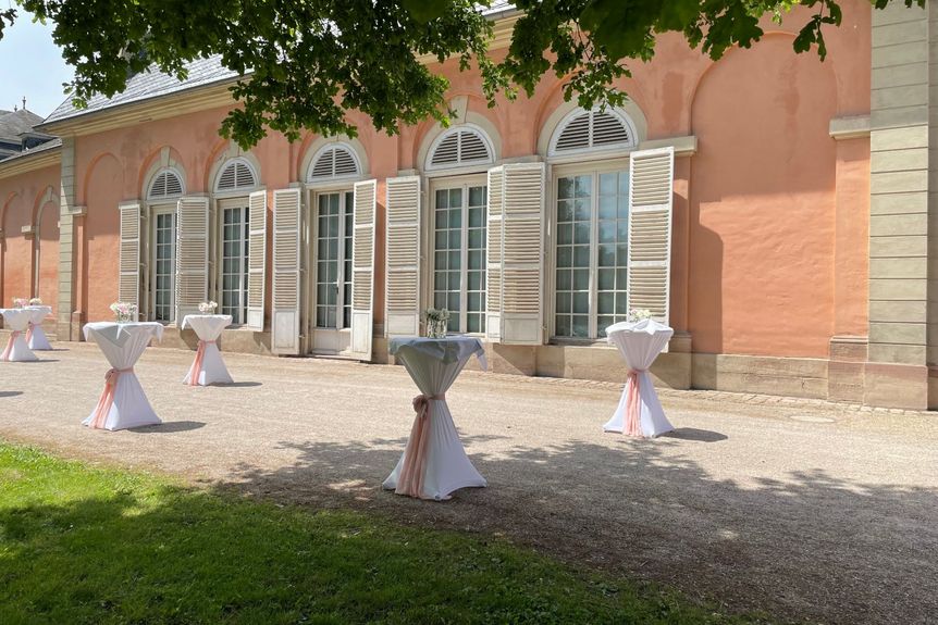 Schloss und Schlossgarten Schwetzingen, Südzirkel vom Seepferdchengarten aus