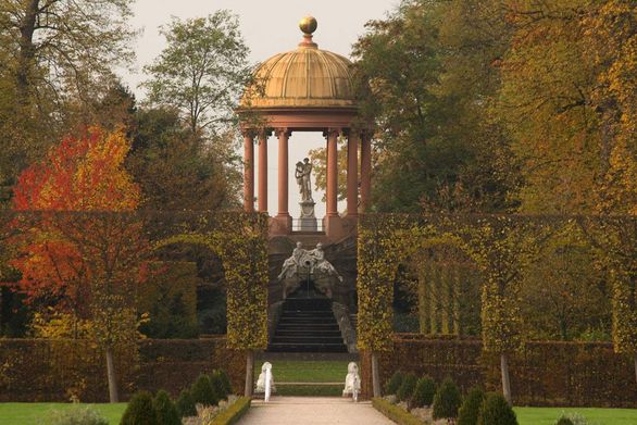 Schwetzingen Palace and Gardens, Temple of Apollo in fall